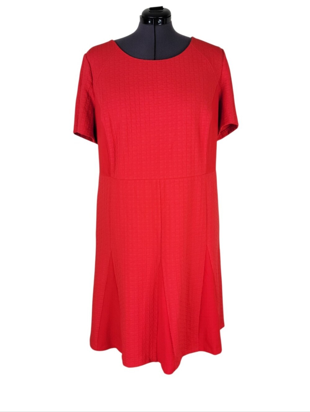 Talbots Shift Dress Size 24W Red Godet Hem Short Sleeve Pockets Back Zip Lined